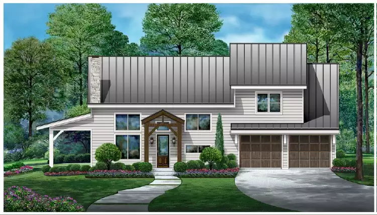 image of 2 story modern farmhouse plan 6492